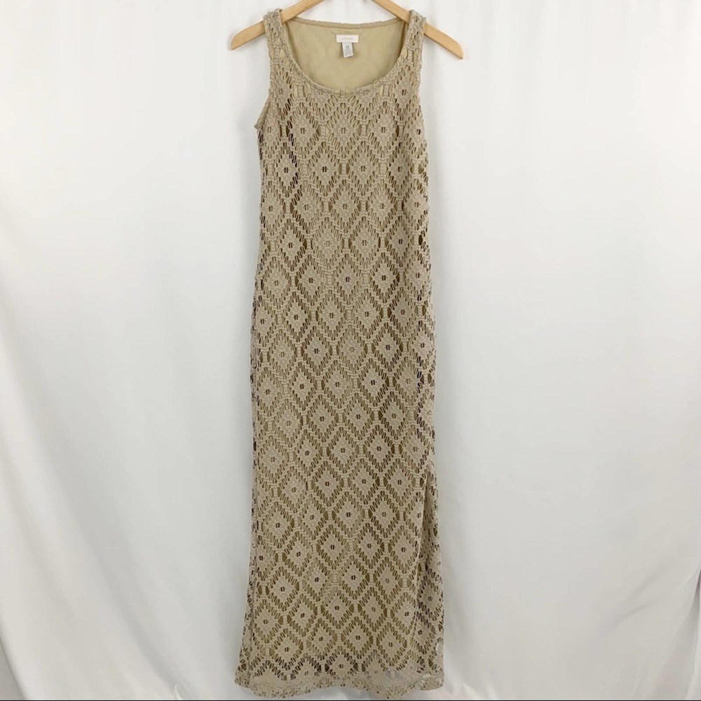 Chico's Crochet Tan Sleeveless Dress 0